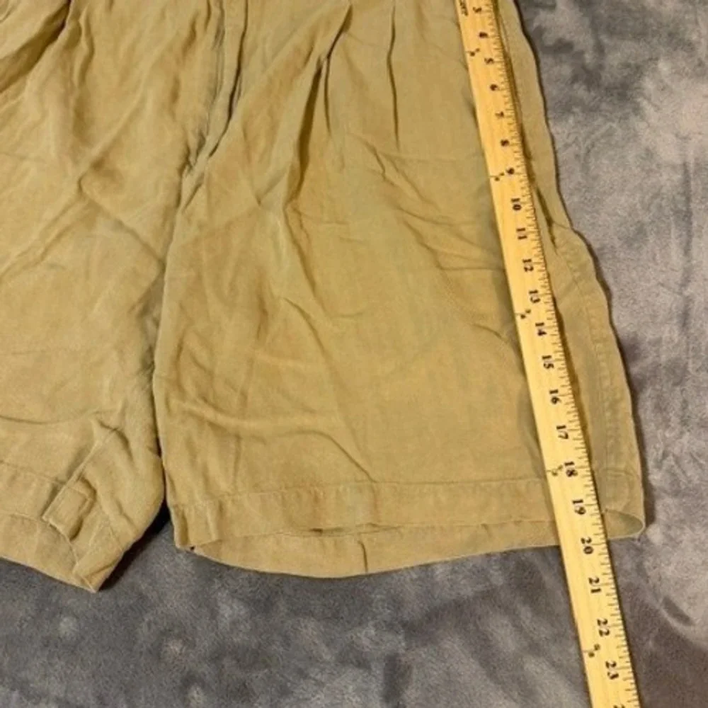 Folio Saks Fifth Avenue Mens 38 100% Silk Double Pleated Classic Shorts Khaki